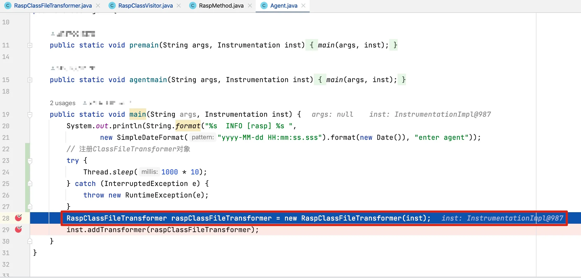 Figure 6-3 Adding breakpoints at the premain entry
